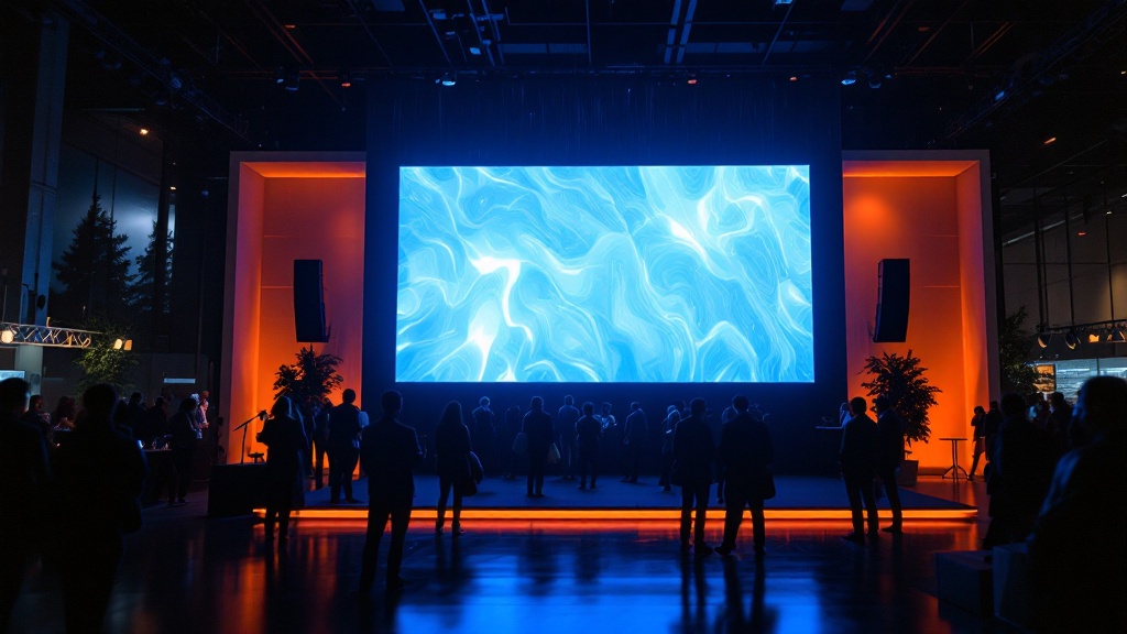 Projector and screen at a Seattle trade show