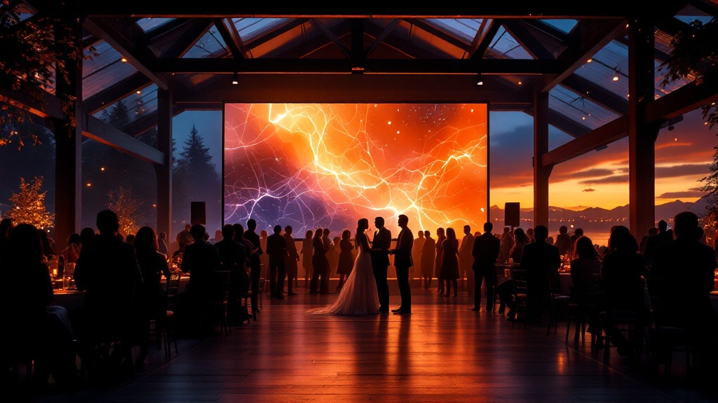 Full audio visual setup at a Seattle wedding reception