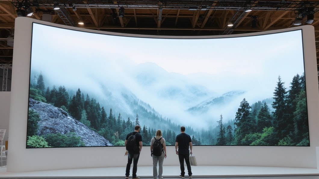 Projector and screen at a Seattle trade show