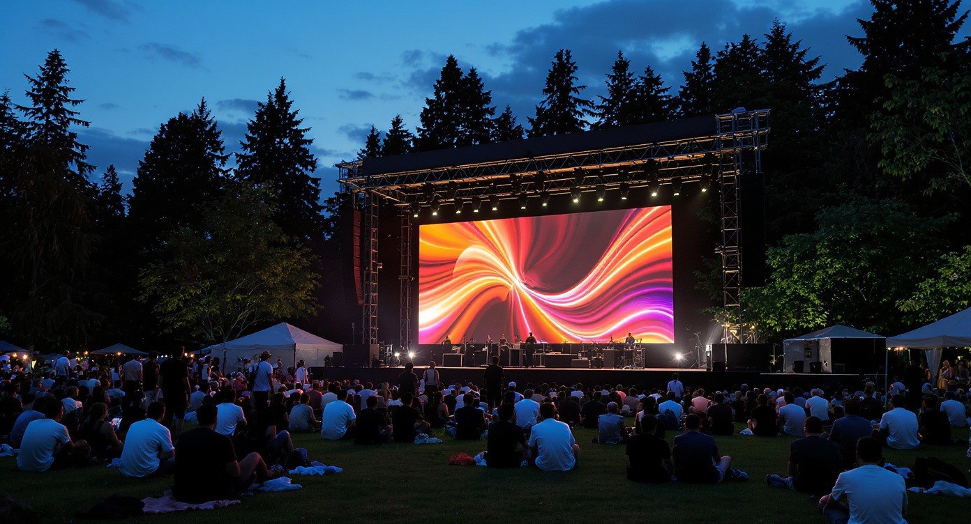 Stage LED backdrop at a Pacific Northwest outdoor event